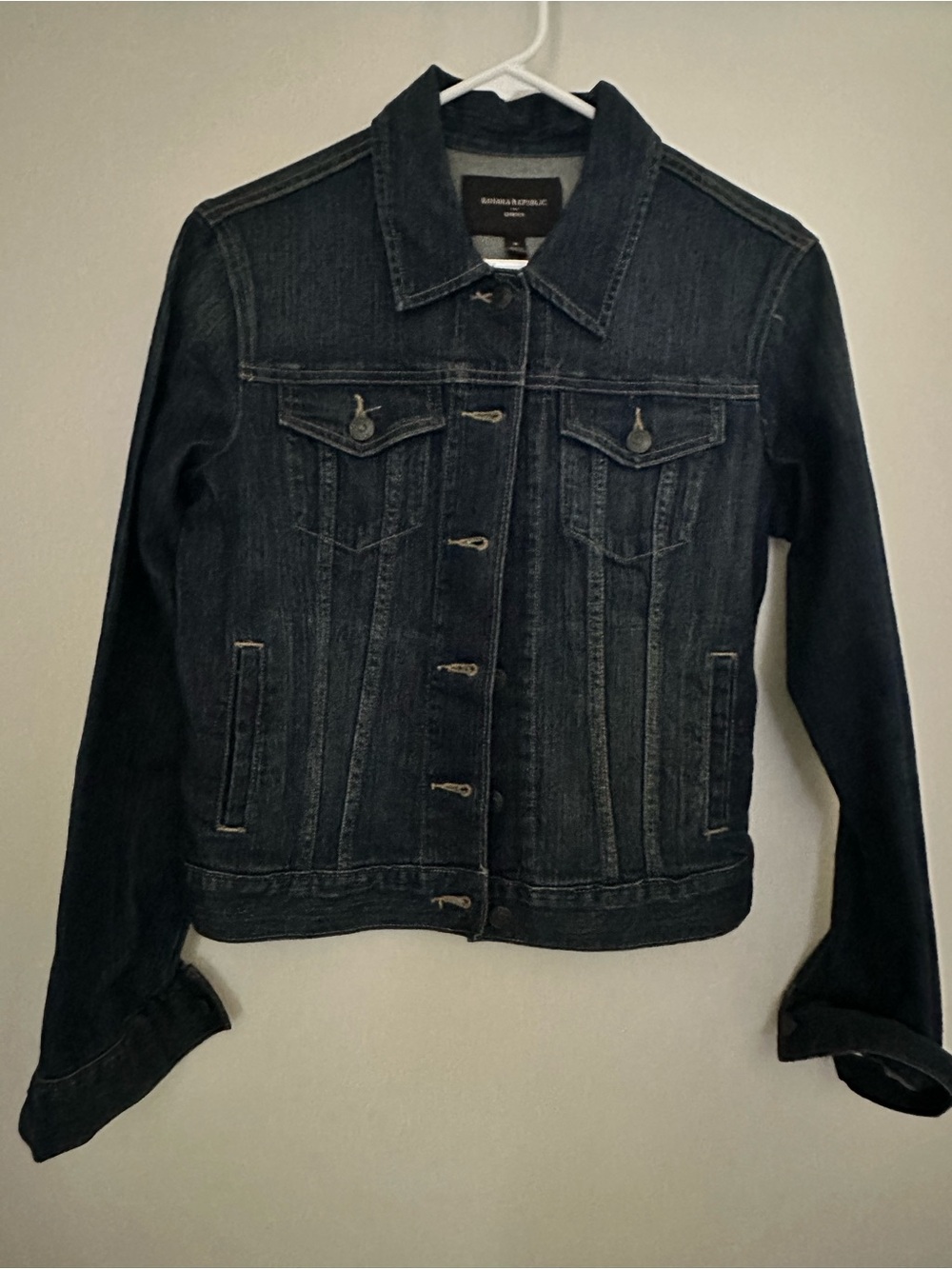 Vintage Banana Republic Women's Dark Blue Denim Jacket